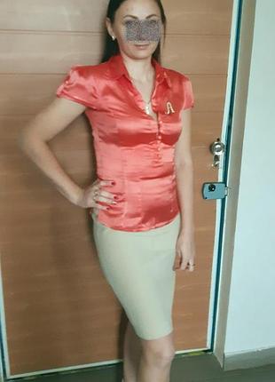 Атласна Блуза, коралова