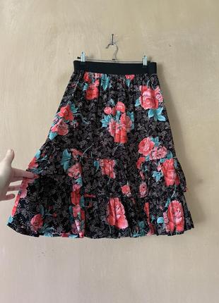 Юбка юбка юбка в розы размер m l меди суперская вискоза1 фото