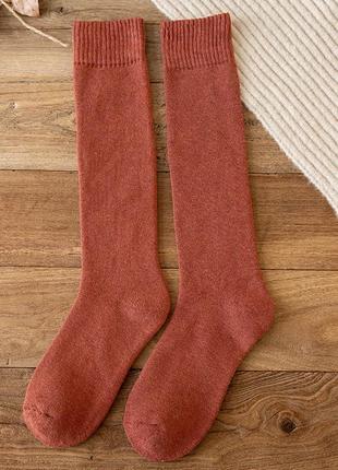 Длинные носки коралловые с начесом 3624 до колена гольфы морковные махра зима рыжие ржи4 фото