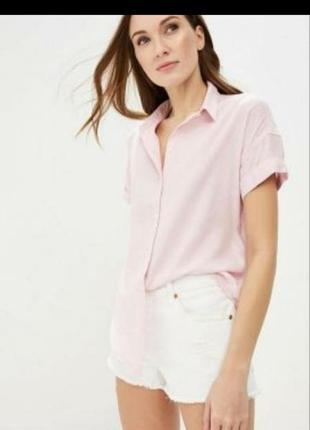 Базовая нежно розовая рубашка блуза блузка