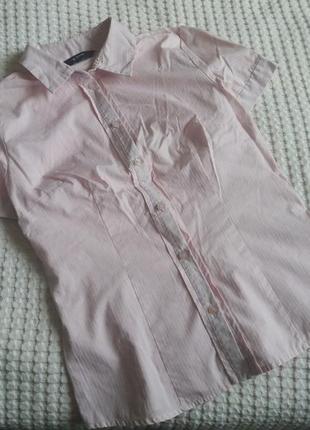 Базовая нежно розовая рубашка блуза блузка2 фото