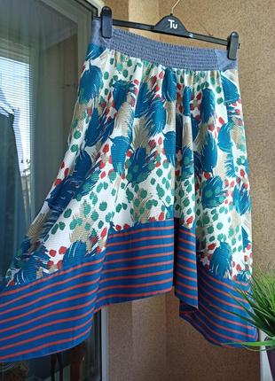 Красивая стильная асимметричная юбка миди из натуральной ткани 100% котон5 фото