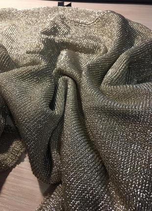 Золотистый свитер кольчуга topshop metal yarn split sleeve top - m-l7 фото