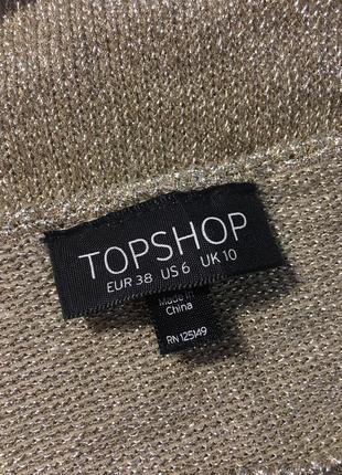Золотистый свитер кольчуга topshop metal yarn split sleeve top - m-l8 фото