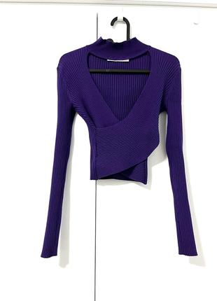 Кофта zara в рубчик з декольте 6