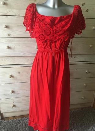 Червоне міді сукні з вишивкою, відкриті плечі 10-12 віскоза