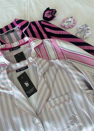 Женская пижама от victoria’s secret розовая в полоску2 фото