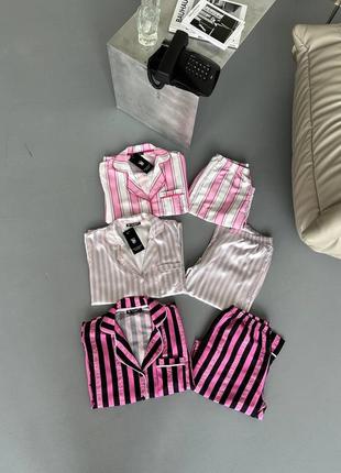 Женская пижама от victoria’s secret розовая в полоску4 фото