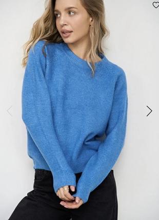 Вязаный меланжевый свитер в цвете windy blue solmar1 фото