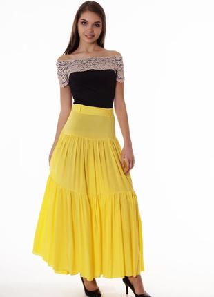 Желтая натуральная юбка макси