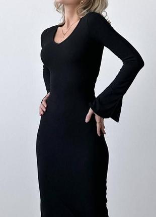 Сукня міді в рубчик в корсетному стилі з зав’язками ззаду🔥6 фото