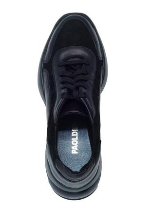 Чорні кросівки з натуральної шкіри та замші4 фото