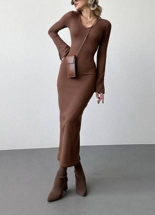 Длинное платье макси в рубчик в корсетном стиле с завязками сзади🔥2 фото