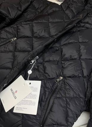 Куртка пальто стеганая в стиле moncler с капюшоном черная зима4 фото