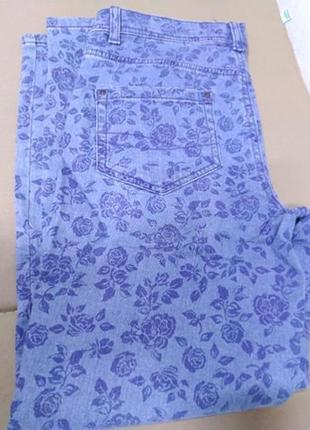 Голубі капрі в трояндочки, р.44
