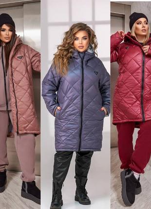 Стильна жіноча зимова куртка великі розміри і норма (р.48-58)1 фото