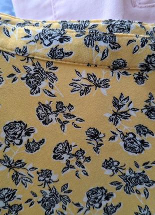 Натуральная короткая летняя юбка в цветочный принт h&m, юбка трапеция, юбка на пуговицах7 фото