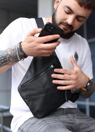Мужская сумка из натуральной кожи, сумка через плечо skill cross body4 фото