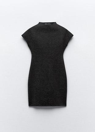 Черное короткое платье с блестками zara