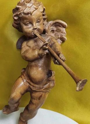 Ангел-хранитель, музыкант, играет на дудочке, во весь рост, 21 см, настенный, деревянная скульптура, германия,8 фото
