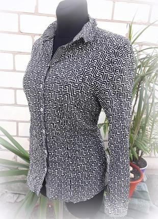 Сорочка натуральна з бавовни коттон блузка геометричний візерунок принт2 фото