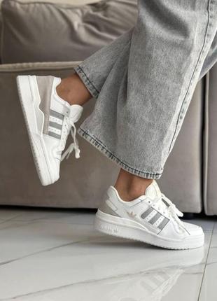 Женские кроссовки adidas forum 84 low white grey женккие кеды адедас форб бенлиэ с серим2 фото