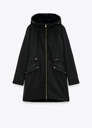 Куртка парка шуба черная двухсторонняя 🖤 zara