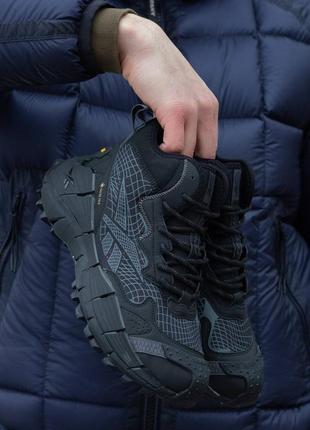 Зимние мужские кроссовки reebok zig kinetica mid ll edge black grey