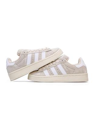 Кросівки жіночі бежеві замшеві adidas color campus 00s beige white