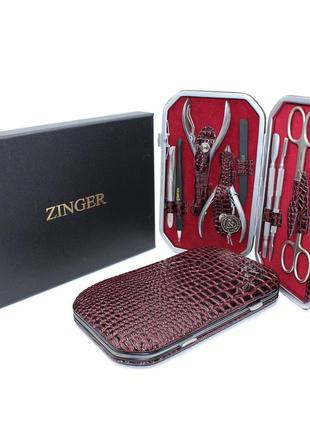 Манікюрний набір zinger msfe-804-1 sm професійний 10 предметів футляр бордо