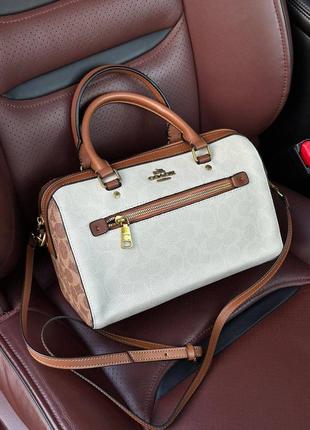 Сумочка coach rowan satchel in signature canvas5 фото