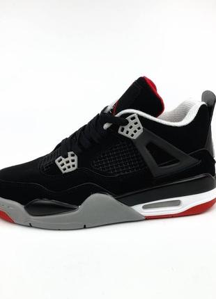 Новинка  мужские   кроссовки nike jordan 4 retro bred  (зима)