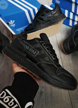 Мужские чёрные кроссовки адидас, adidas zx