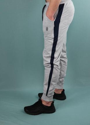 Спортивные штаны barbarian трикотаж зауженные брюки на манжете с полосой серый унисекс