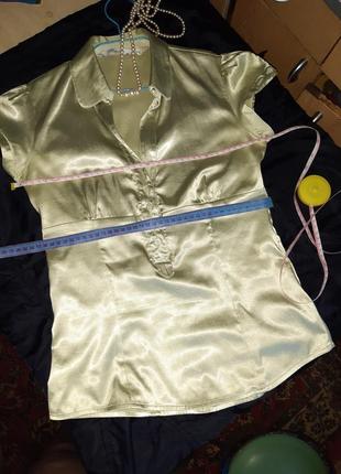 Атласная, нежно-фисташковая блузка9 фото