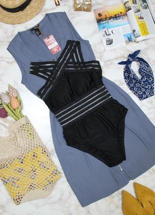 Купальник сдельный цельный слитный монокини с прозрачными вставками новый