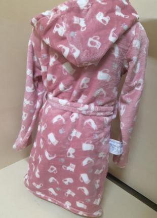 Махровый плюшевый халат для девочки подростка пудра 128 134 1404 фото