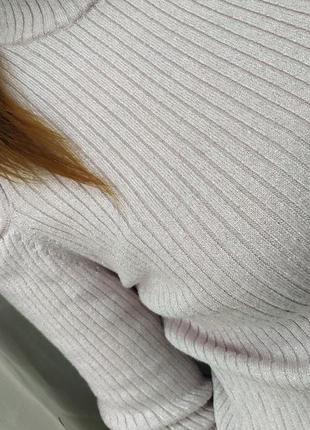 Шикарна кофта светр водолазка ніжного кольору з відкритими плечима люрекс6 фото