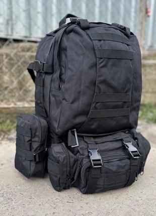 Великий чорний армійський тактичний рюкзак 55 літрів.9 фото