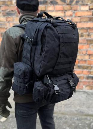 Великий чорний армійський тактичний рюкзак 55 літрів.2 фото