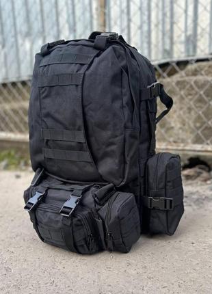 Великий чорний армійський тактичний рюкзак 55 літрів.10 фото