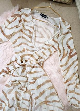 Длинный шифоновый халат кимоно с анималистичным принтом5 фото