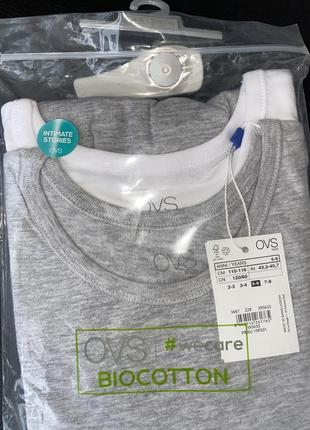 Комплект майок, в упаковці бренд: ovs // розмір:  110/116 сірого+білого кольорів // 140-146 си8 фото