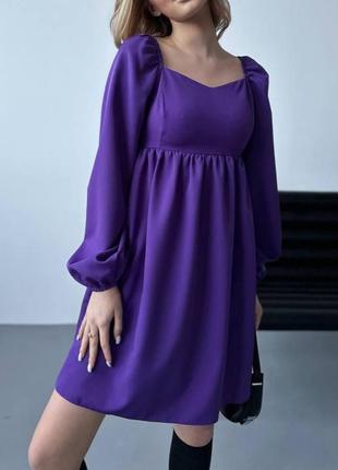 Свободное платье бейби дол из костюмки, с рукавами💕