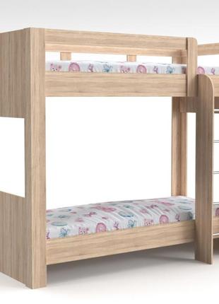 Кровать двухэтажная разборная  с ламелями на деревянном основании тандем 1   1800х2080х880мм дуб сонома