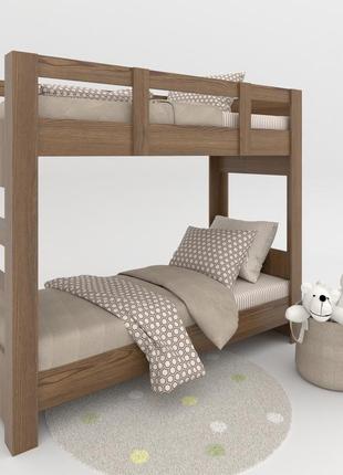 Ліжко двоповерхове розбірне з ламелями на дерев'яній основі тандем 2   1800х2064х866 мм дуб родос темний