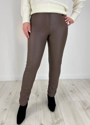 Лосини утепені на флісі з екошкіри