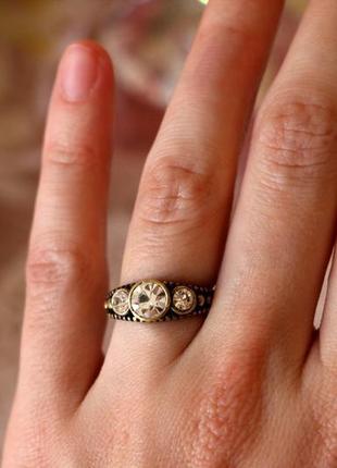 Кольцо в винтажном стиле с кристаллами pilgrim дания элитная ювелирная бижутерия2 фото