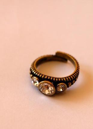 Кольцо в винтажном стиле с кристаллами pilgrim дания элитная ювелирная бижутерия3 фото
