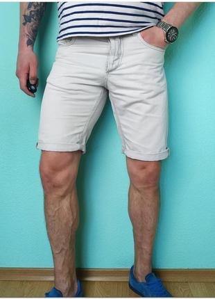 Мужские светло-серые джинсовые шорты jack&jones на пуговицах размер s